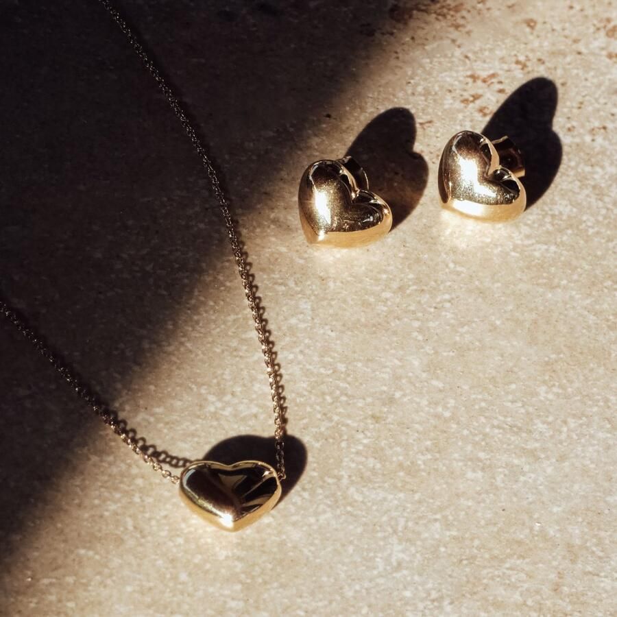 Mustang Ketting met hanger Sieraad Geschenk Roestvrijstalen Ketting Puffy Heart Hart