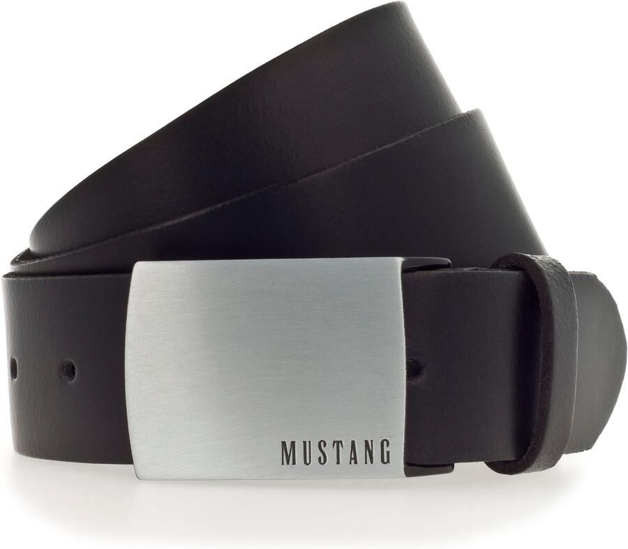 Mustang Koppelriem Rundleer met pull-up effect logo op de gesp 4 cm - Foto 5