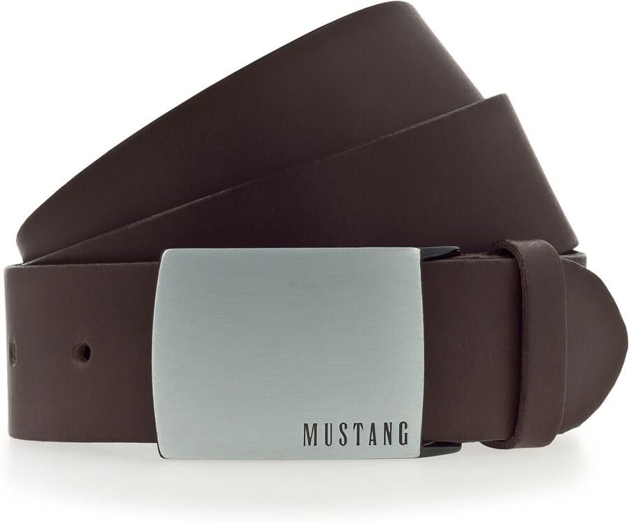 Mustang Koppelriem Rundleer met pull-up effect logo op de gesp 4 cm - Foto 5