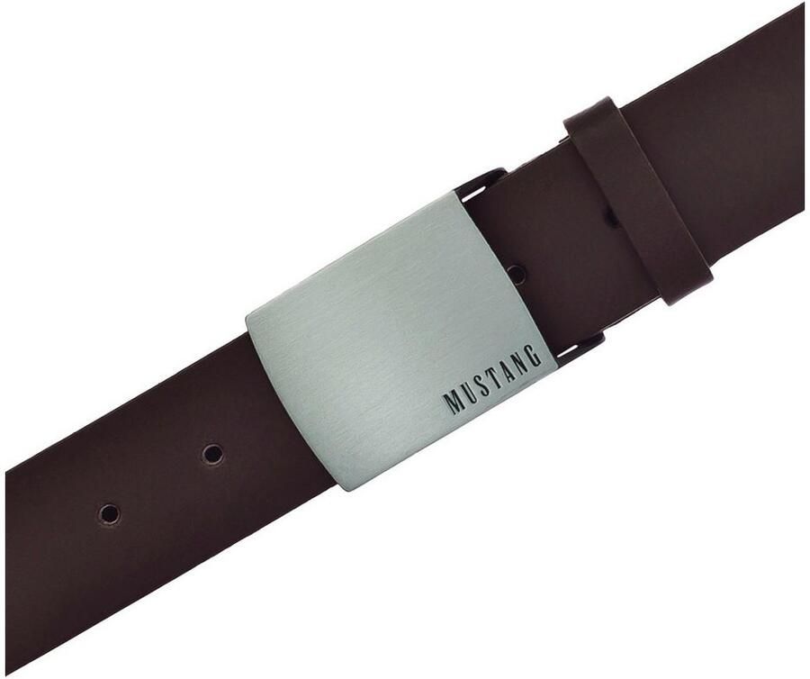 Mustang Koppelriem Rundleer met pull-up effect logo op de gesp 4 cm