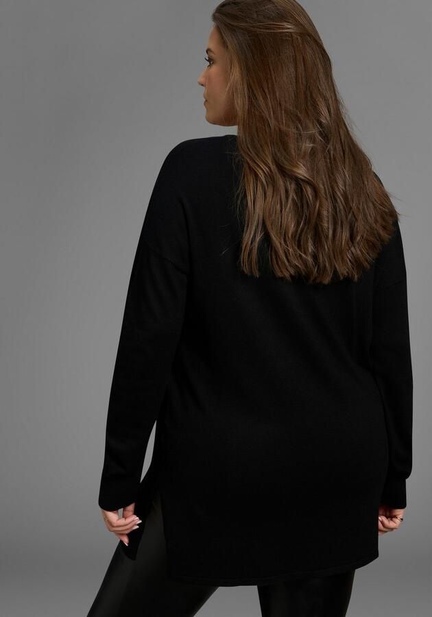 Mustang Lange trui van vloeiend fijnbreisel met mooie v-hals grote maat - Foto 4