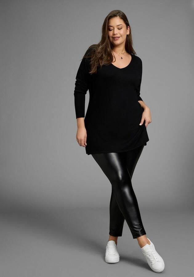 Mustang Lange trui van vloeiend fijnbreisel met mooie v-hals grote maat - Foto 5