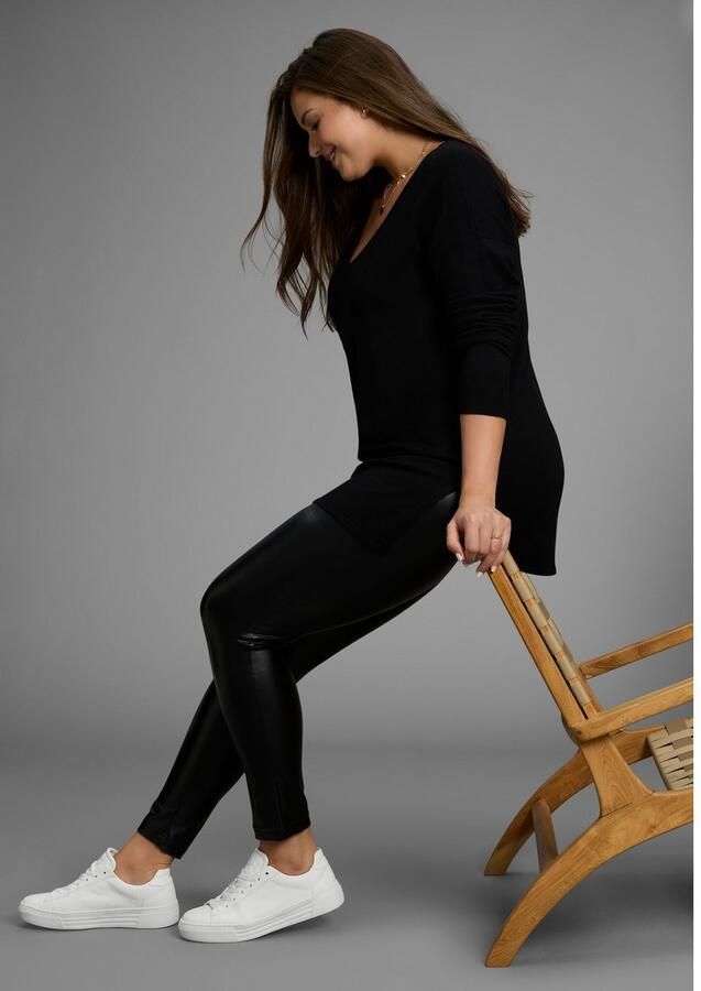 Mustang Lange trui van vloeiend fijnbreisel met mooie v-hals grote maat - Foto 3