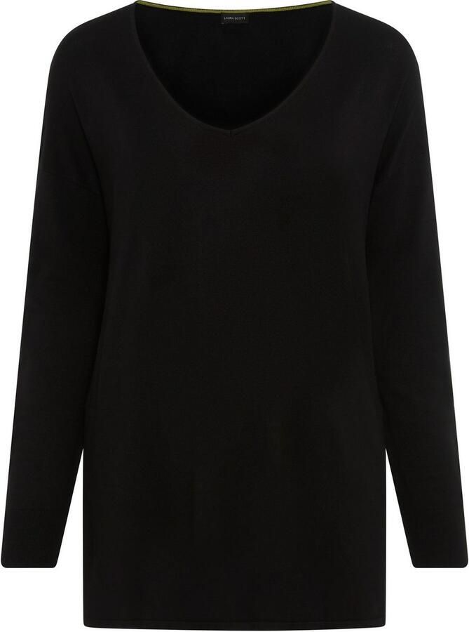 Mustang Lange trui van vloeiend fijnbreisel met mooie v-hals grote maat