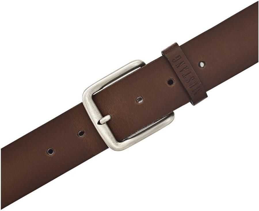 Mustang Leren riem Klassieke doornsluiting in lichte gebruikte look 4 cm