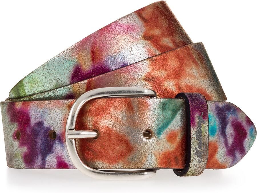 Mustang Leren riem Met bloe druk en sluiting in Zilverkleurig gepolijst 3 5 cm (1 stuk) - Foto 4