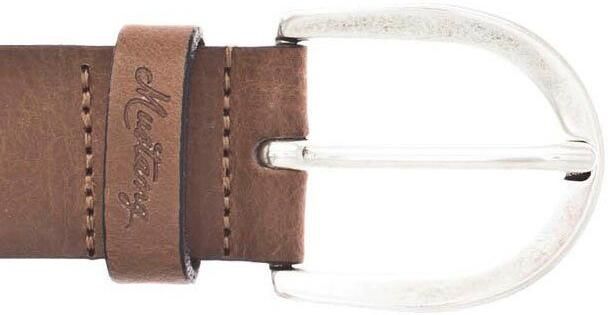 Mustang Leren riem Met geperst -logo op de lus 3 5 cm - Foto 5