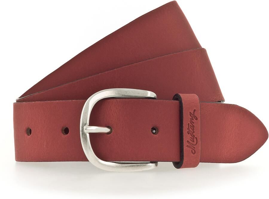 Mustang Leren riem Met geperst -logo op de lus 3 5 cm - Foto 3