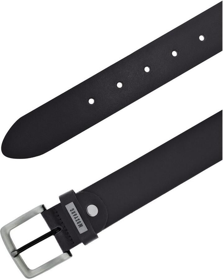 Mustang Leren riem Met metalen logo op de lus 3 5 cm