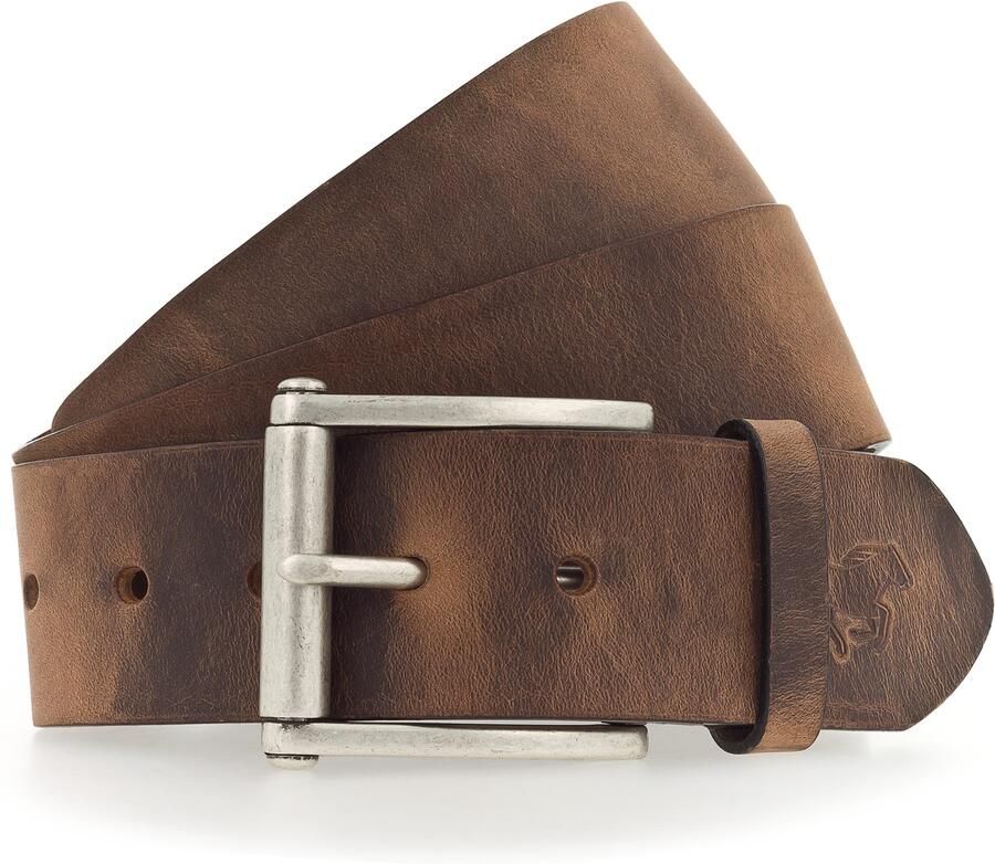 Mustang Leren riem met vintage-look rol-sluiting 4 5 cm