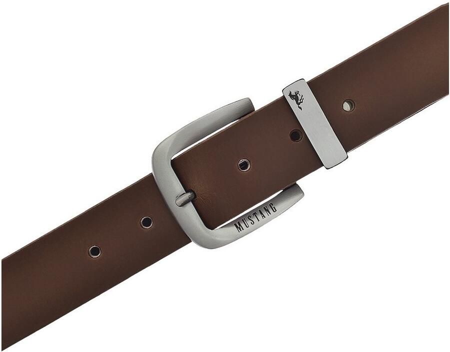 Mustang Leren riem Overlengte pin-sluiting in zwart zilverkleur 3 5 cm - Foto 2