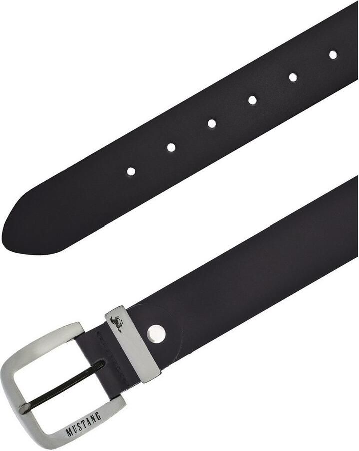 Mustang Leren riem Overlengte pin-sluiting in zwart zilverkleur 3 5 cm - Foto 2
