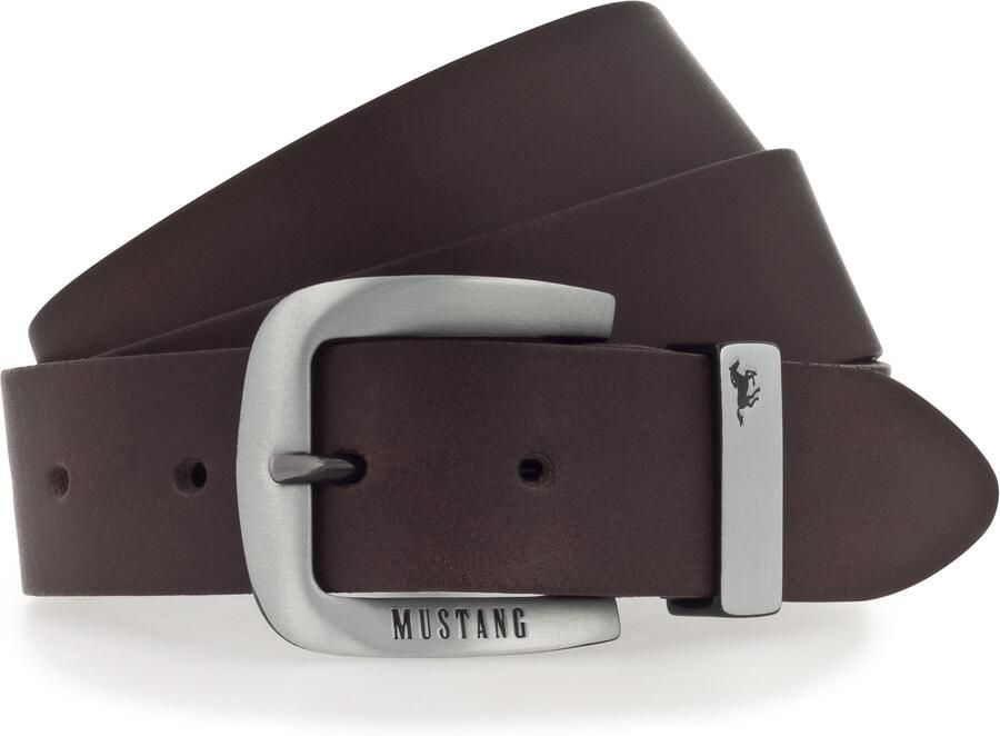 Mustang Leren riem Overlengte pin-sluiting in zwart zilverkleur 3 5 cm - Foto 5