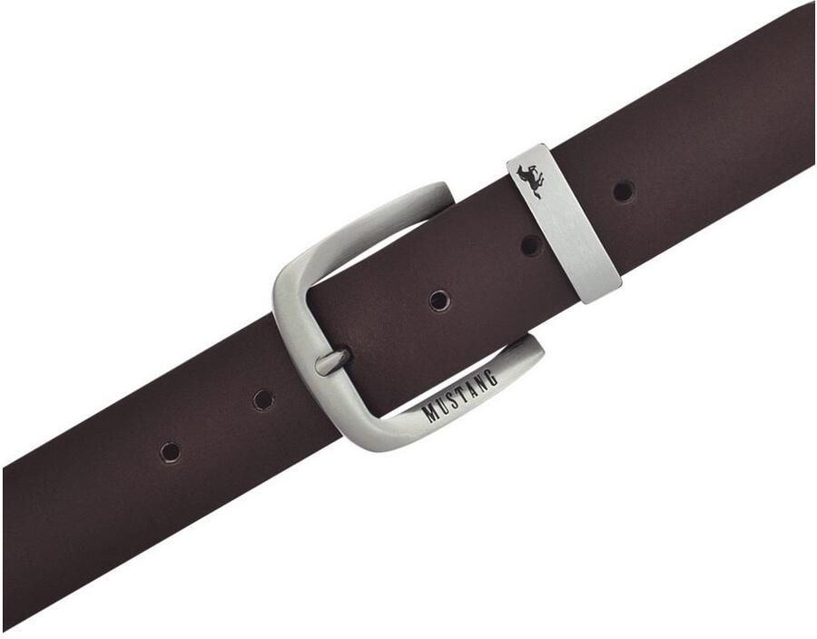 Mustang Leren riem Overlengte pin-sluiting in zwart zilverkleur 3 5 cm - Foto 2