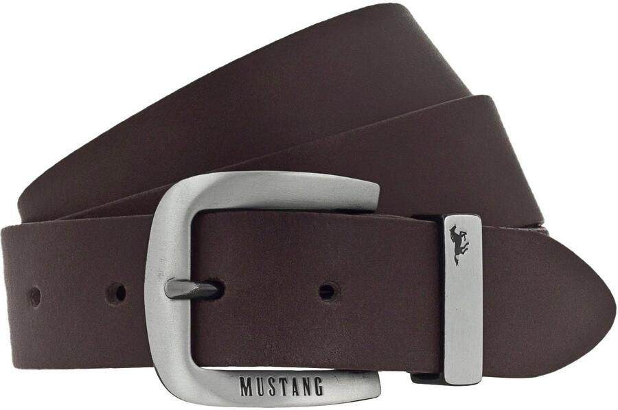 Mustang Leren riem Pin-sluiting van zwartgekleurd Zilverkleur met logo-opdruk 3 5 cm - Foto 5