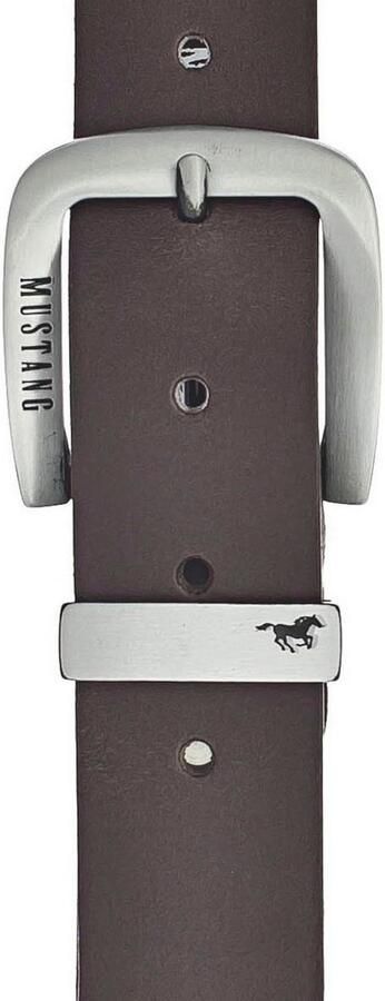 Mustang Leren riem Pin-sluiting van zwartgekleurd Zilverkleur met logo-opdruk 3 5 cm - Foto 2