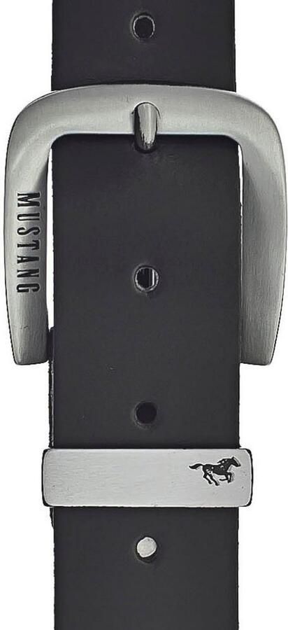 Mustang Leren riem Pin-sluiting van zwartgekleurd Zilverkleur met logo-opdruk 3 5 cm - Foto 2