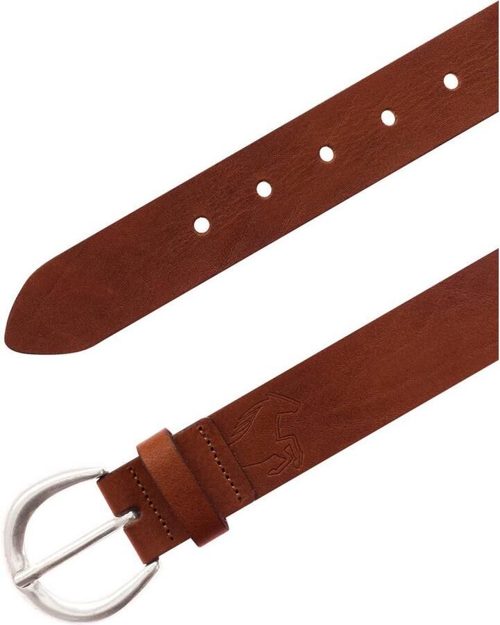 Mustang Leren riem Sluiting in gepolijst zilverkleur 3 5 cm breed (1 stuk)