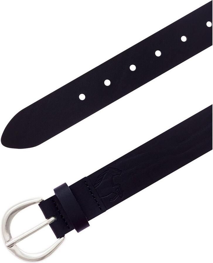 Mustang Leren riem Sluiting in gepolijst zilverkleur 3 5 cm breed (1 stuk)