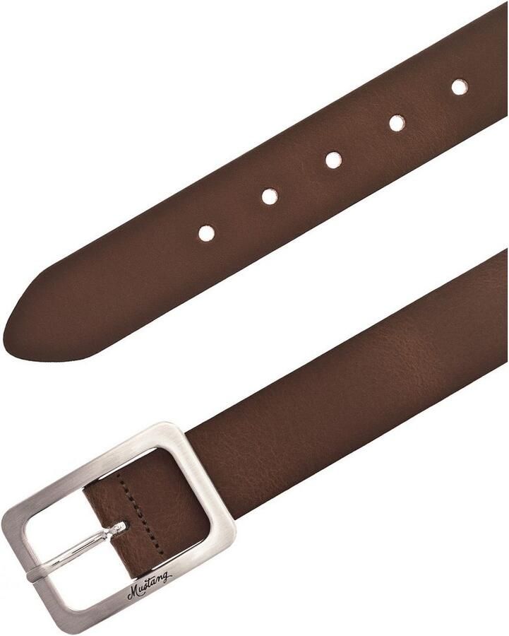 Mustang Leren riem Vierkante matkleurige sluiting 3 5 cm