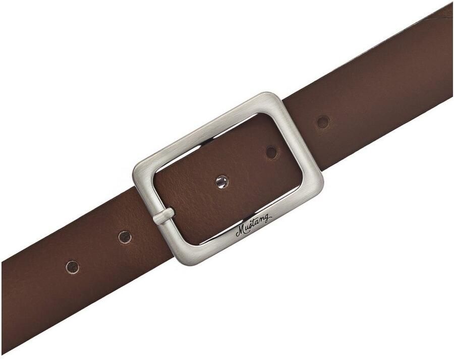 Mustang Leren riem Vierkante matkleurige sluiting 3 5 cm - Foto 2