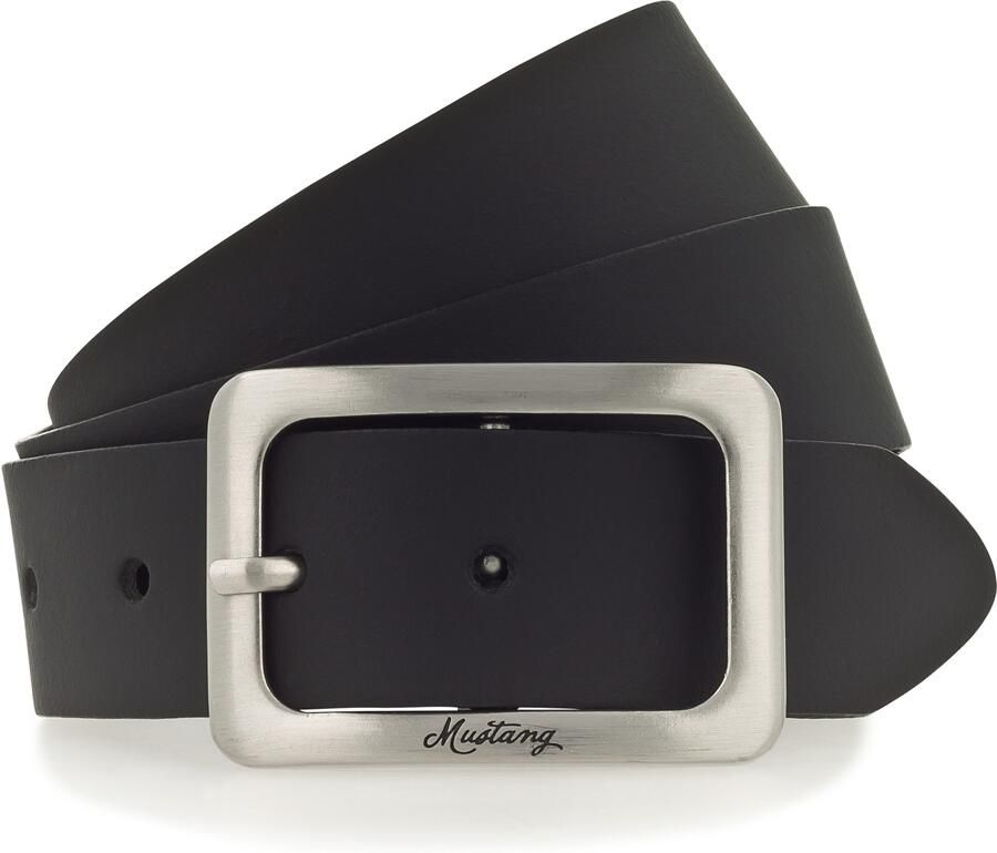 Mustang Leren riem Vierkante matkleurige sluiting 3 5 cm