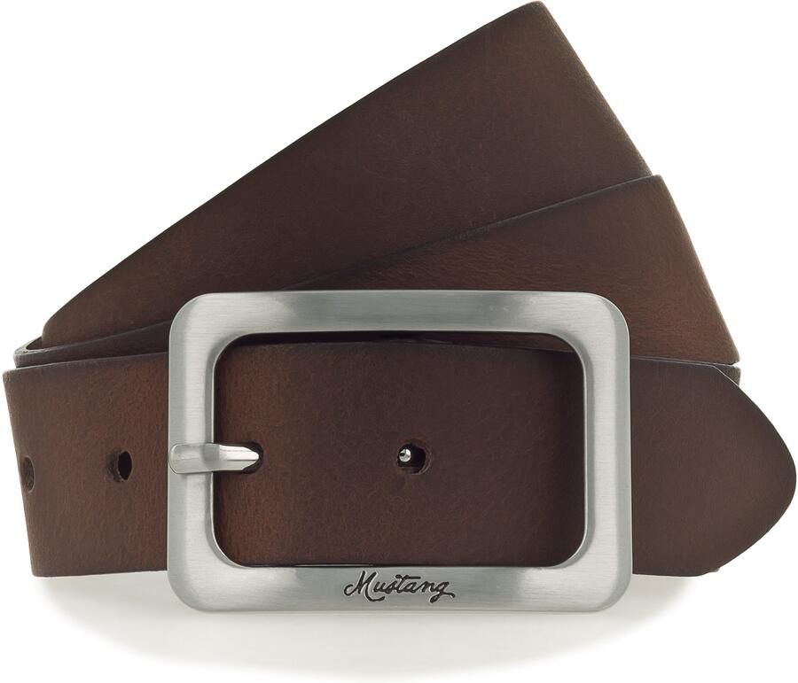 Mustang Leren riem Vierkante matkleurige sluiting 3 5 cm