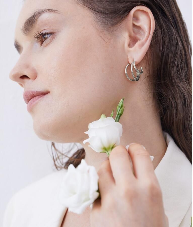 Mustang Paar creolen Sieraad Geschenk Roestvrijstalen Oorbellen Moderne Lijnen - Foto 3