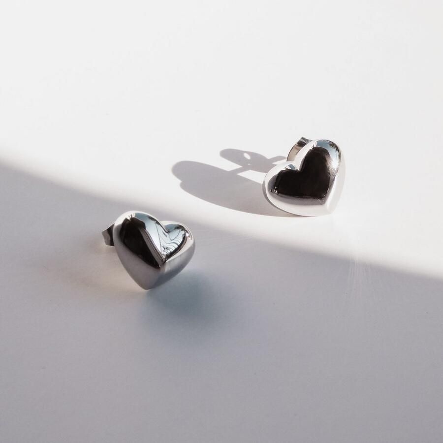 Mustang Paar oorstekers Sieraad Geschenk Roestvrijstalen Oorbellen Puffy Heart Hart