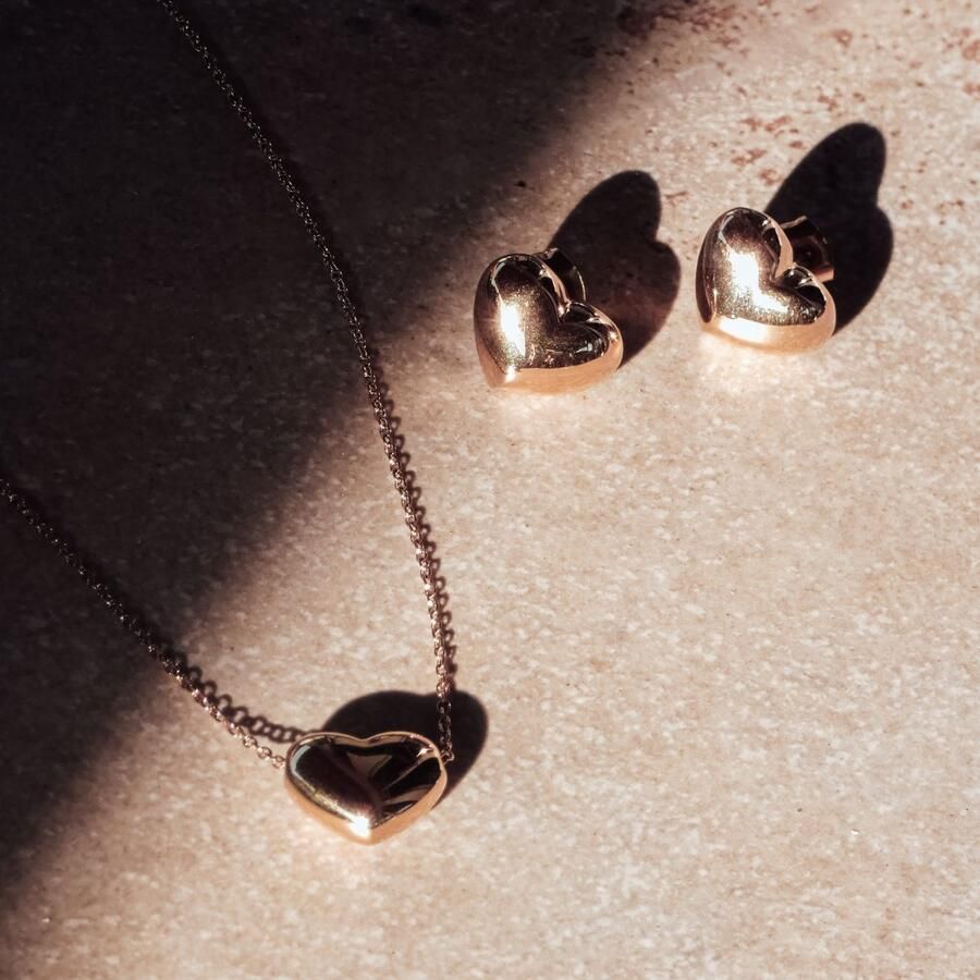 Mustang Paar oorstekers Sieraad Geschenk Roestvrijstalen Oorbellen Puffy Heart Hart