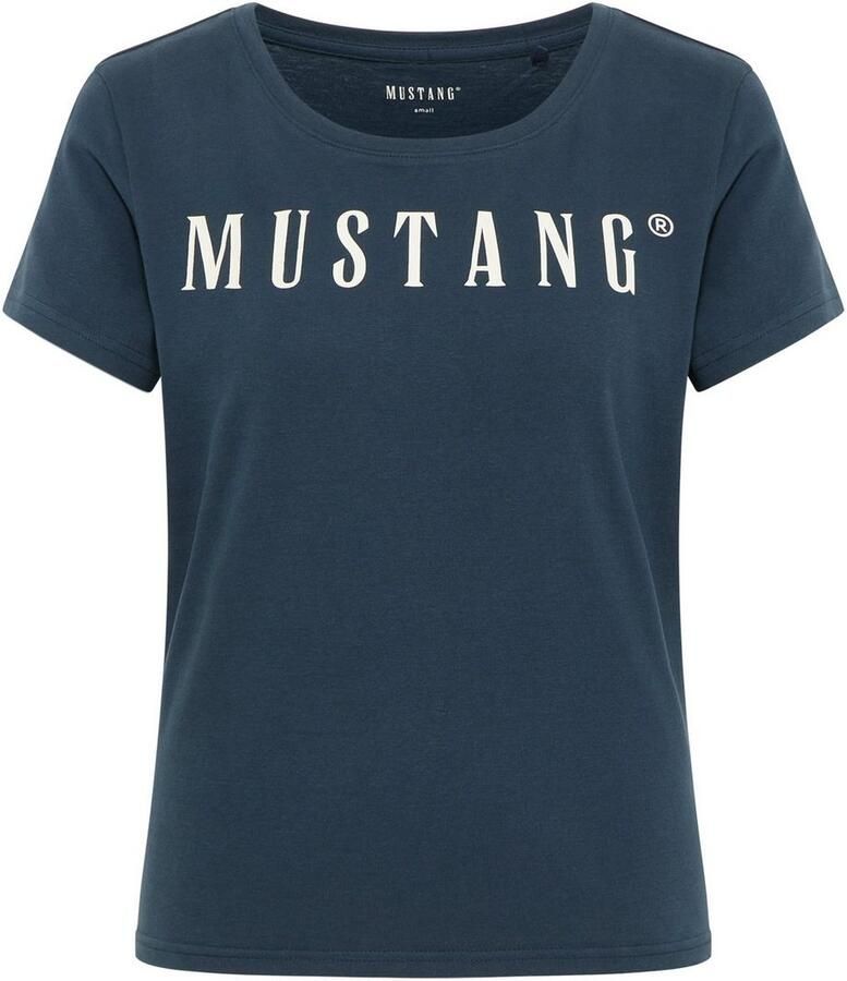 Mustang Shirt met ronde hals Alma met logoprint