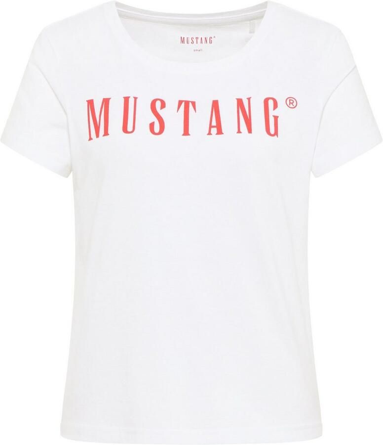Mustang Shirt met ronde hals Alma met logoprint