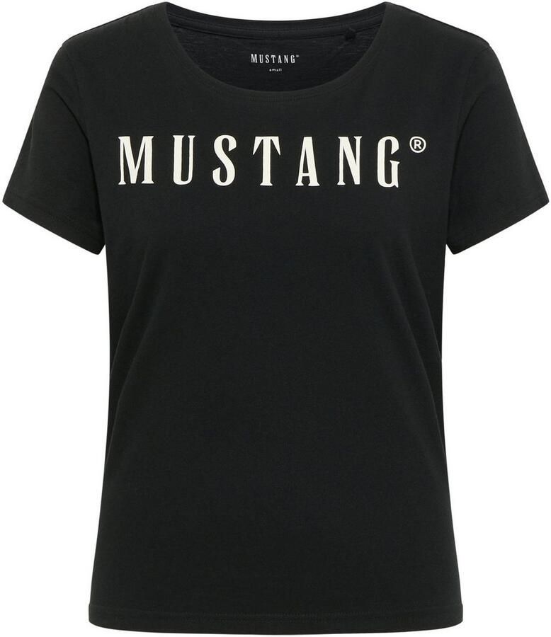 Mustang Shirt met ronde hals Alma met logoprint