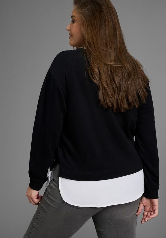 Mustang Sweatshirt met verzorgde blouse-inzet grote maat - Foto 3