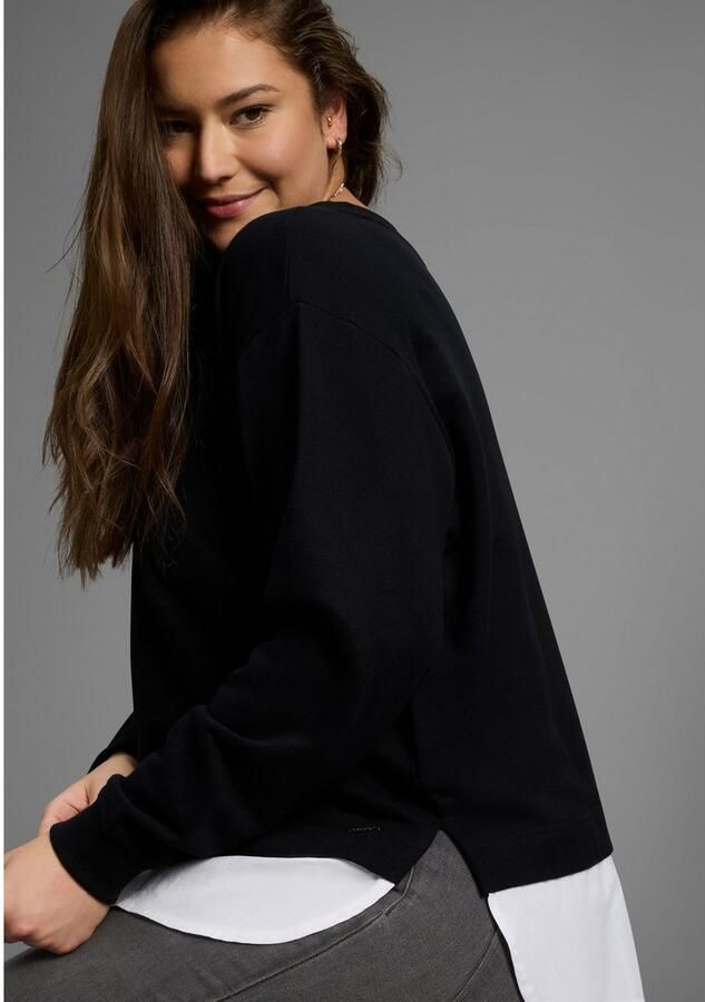 Mustang Sweatshirt met verzorgde blouse-inzet grote maat - Foto 2