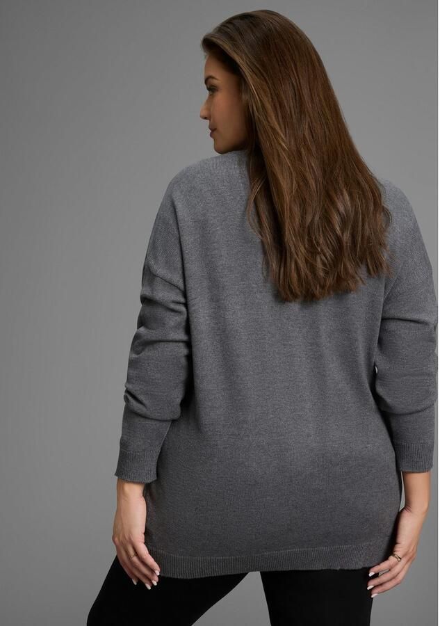 Mustang Vest in knuffelig fijne breisel en heupbedekkende pasvorm grote maat - Foto 4