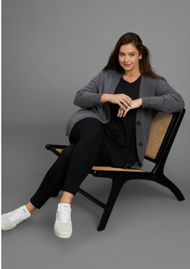 Mustang Vest in knuffelig fijne breisel en heupbedekkende pasvorm grote maat - Foto 3