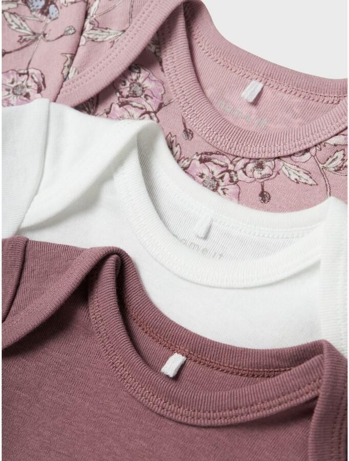 Name it BABY romper NBFBODY set van 3 wit lila paars Meisjes Katoen Ronde hals 50 - Foto 2