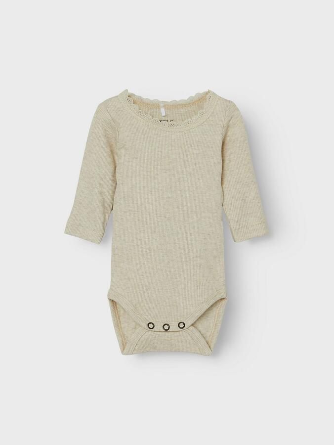 NAME IT BABY romper lichtroze ecru (set van 2) Katoen Ronde hals