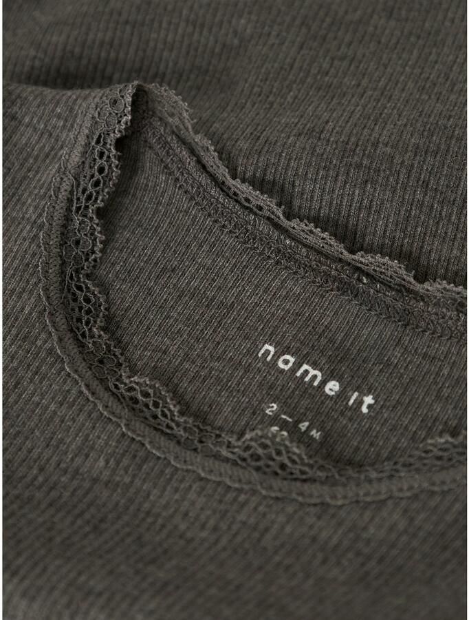NAME IT BABY romper donkerbruin Meisjes Stretchkatoen Ronde hals Effen - Foto 2