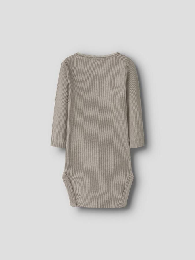 NAME IT BABY romper grijs Meisjes Stretchkatoen Ronde hals Effen