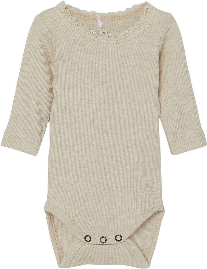 Name it BABY romper NBFKAB ecru melange Meisjes Katoen Ronde hals Melée 56 - Foto 2