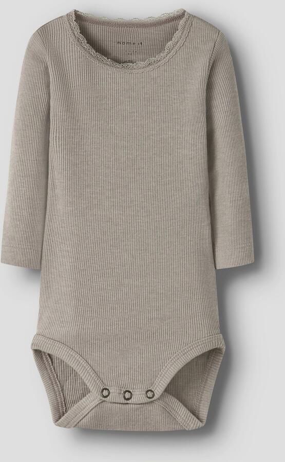 NAME IT BABY romper grijs Meisjes Stretchkatoen Ronde hals Effen - Foto 3