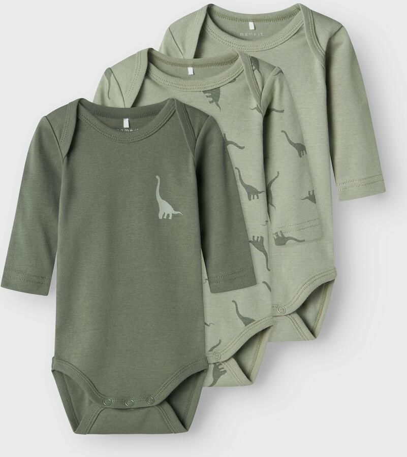Name It Body met lange mouwen NBMBODY 3P LS GREEN DINO NOOS (set 3-delig)