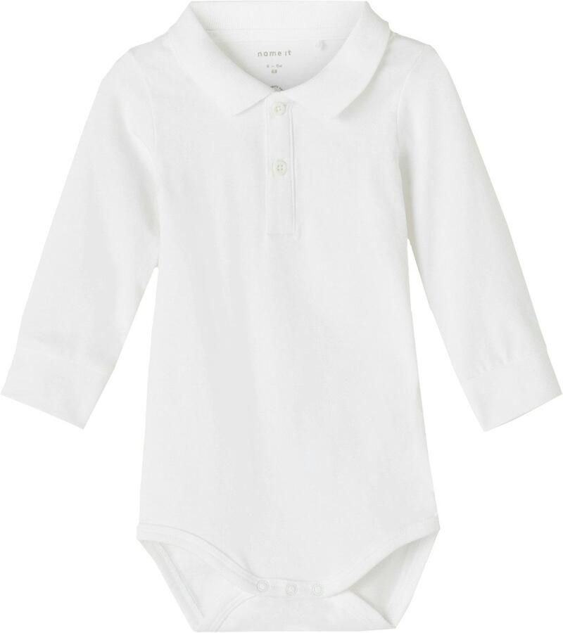 Name it BABY romper NBMHOLGER wit Jongens Katoen Polokraag Effen 80
