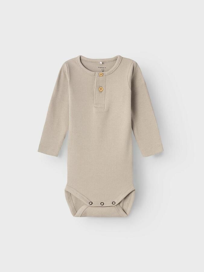 Name it BABY romper NBMKAB taupe Bruin Jongens Katoen Ronde hals Effen 50 - Foto 3