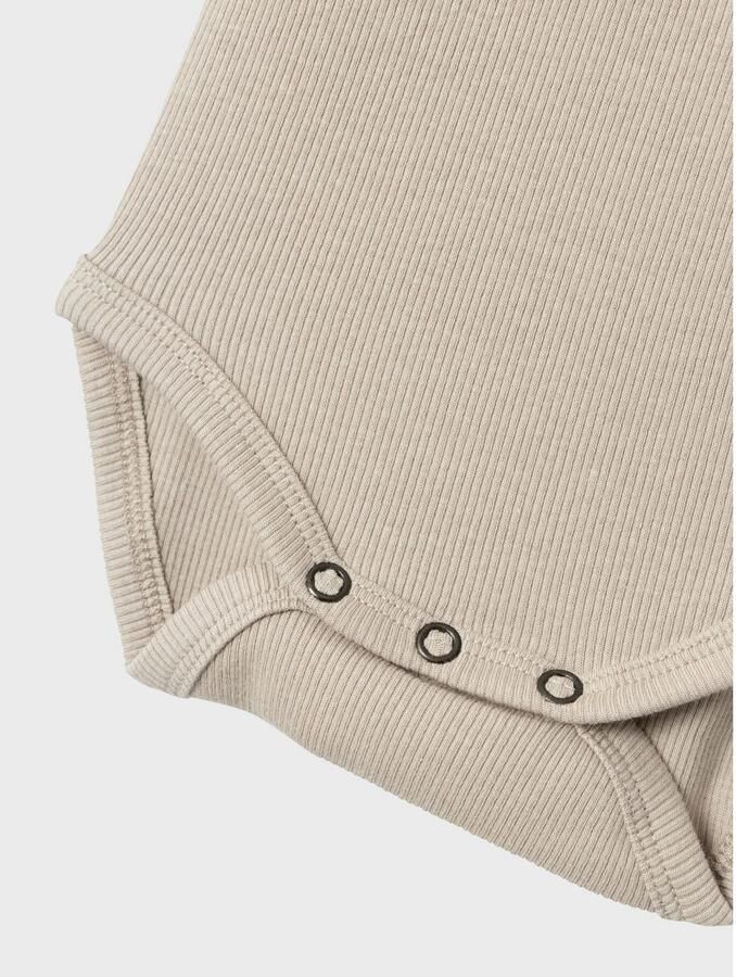 Name it BABY romper NBMKAB taupe Bruin Jongens Katoen Ronde hals Effen 50