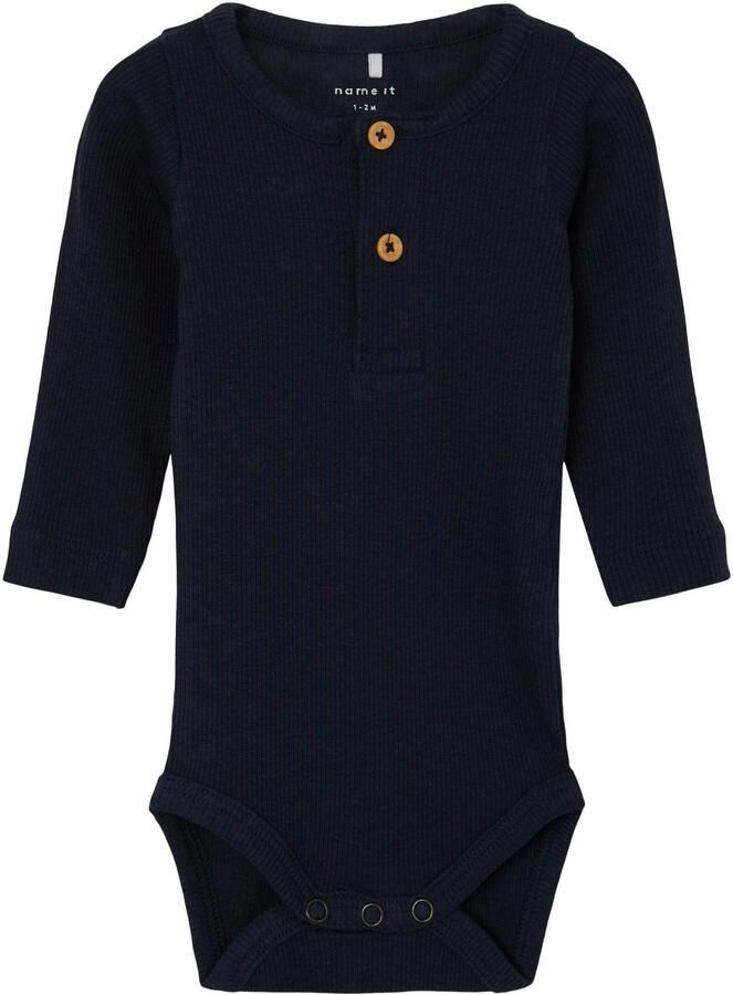 Name it BABY ribgebreide romper NBMKAB donkerblauw Jongens Katoen Ronde hals 56 - Foto 2