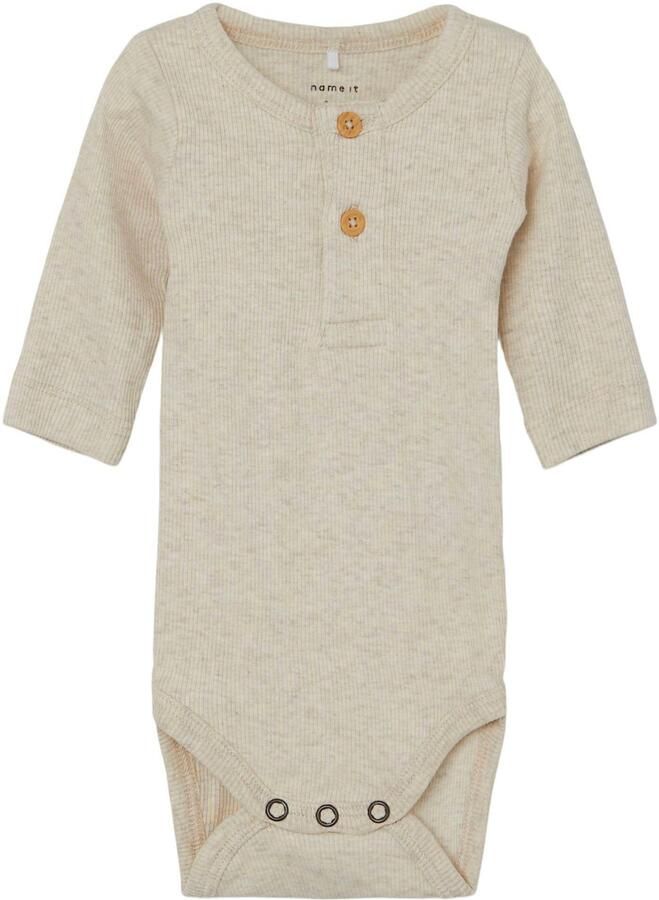Name it BABY romper NBMKAB ecru melange Jongens Katoen Ronde hals Melée 56 - Foto 4