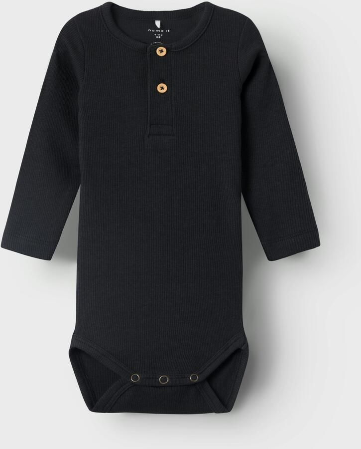 Name it BABY romper NBMKAB zwart Jongens Katoen Ronde hals Effen 50